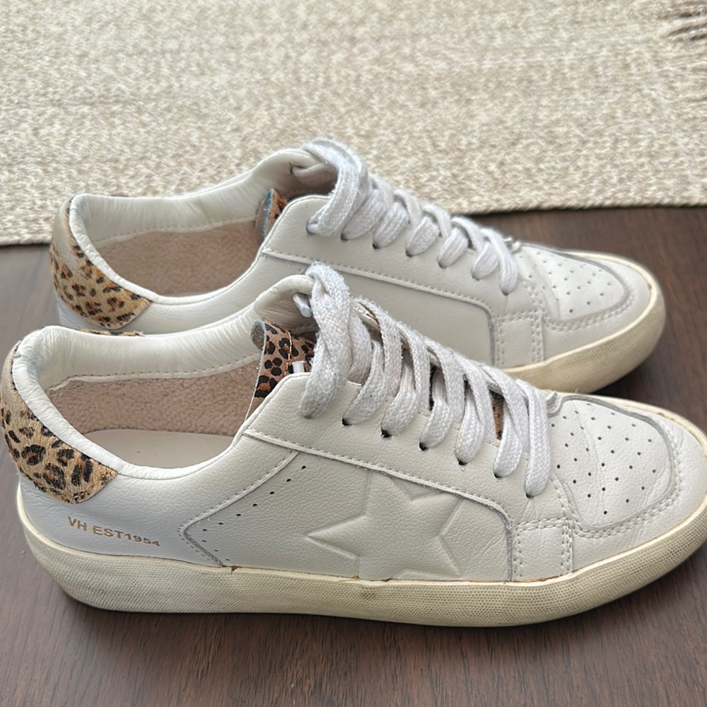 Leopard Accent White Sneakers